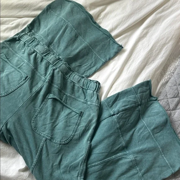 EUC Three Bird Nest crop green wide leg boho beach pants size m Cotton whimsy - Picture 6 of 6